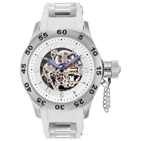 Rougois Men's Automatic Skeleton Naval Diver Watch - White