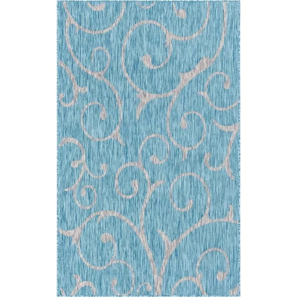 Unique Loom Outdoor Curl Rug, Light Gray (5& 0 x 8& 0)