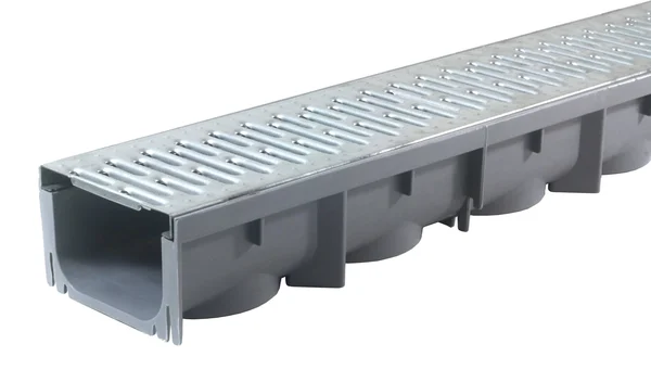 Drainage Trench - Channel Drain with Galvanized Steel Grate - Plastic - 39x22 Long