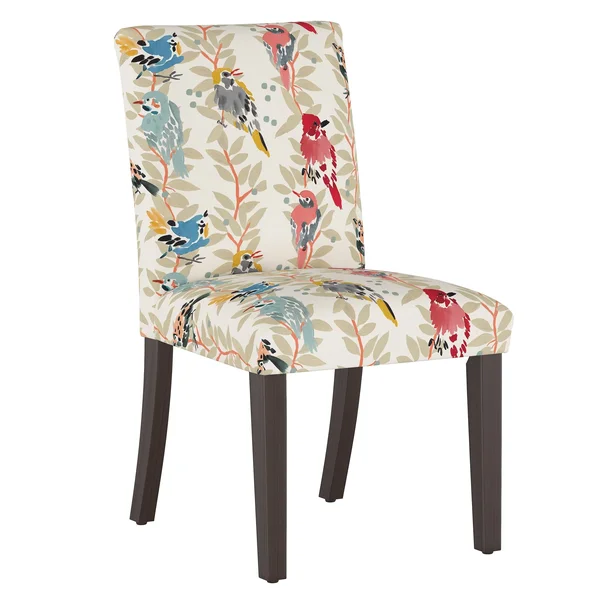 Andres Cotton Parsons Chair Mistana Upholstery: Gray/Red Floral