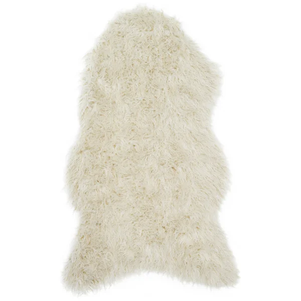 Alexander Home Rustic Faux Fur Shaped Curly Hair Shag Area Rug - Size: 3& x 5&, Beige