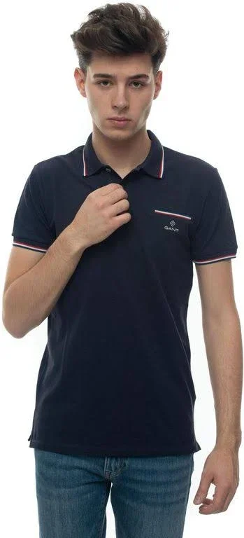 Gant Polo Shirt with Breast Pocket Blue Cotton - Blue - Polo Shirts