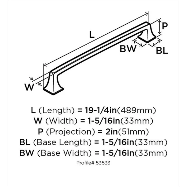 Amerock BP53533PN Mulholland 18 in (457 mm) Center-to-Center Polished Nickel Appliance Pull