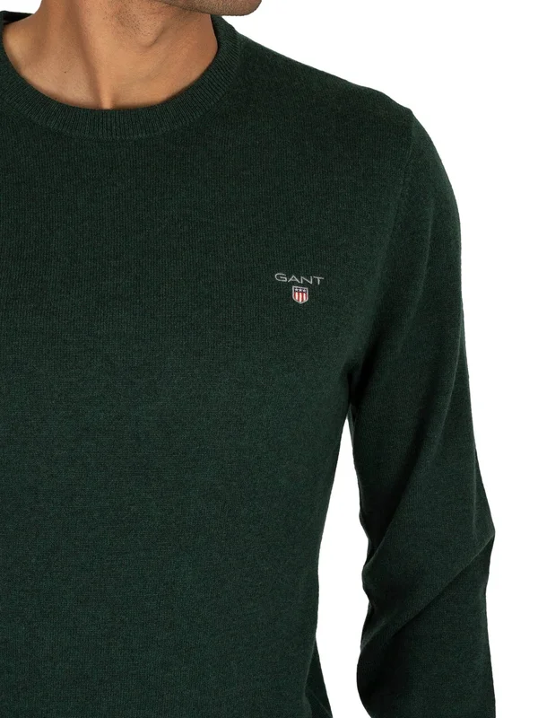 Gant Super Fine Lambswool Crew Neck Sweater - Green