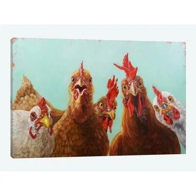 &Chicken for Dinner& Graphic Art Print on Canvas East Urban Home Size: 26x22 H x 40x22 W x 1.5x22 D