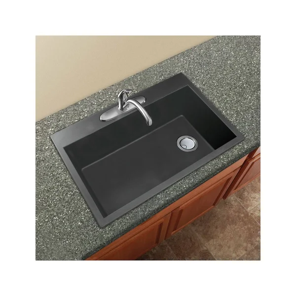 Transolid Radius Drop-In 33-in x 22-in Grey Single Bowl 2-Hole Kitchen Sink in Gray - RTSS3322-17-CA