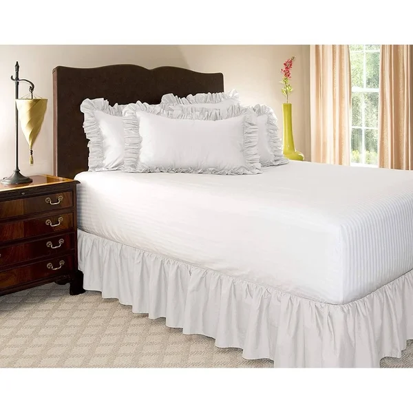 Ruffled Bed Skirt (Queen - Dove Grey) 21 inch Drop Bedskirt with Platform, Poly/Cotton Fabric, Available in All Bed Sizes and 16