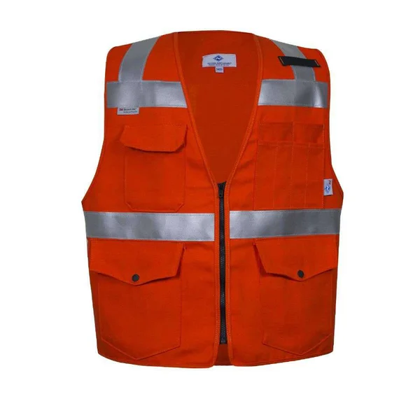 VIZABLE Flame Resistant Hi-Vis Survey Vest, Non-ANSI, 2XL, Orange