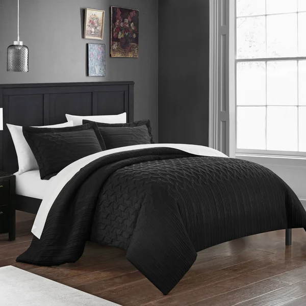 Chic Home Jazmine 7 Piece Comforter Set Embossed Bed in A Bag Plum - Twin XL