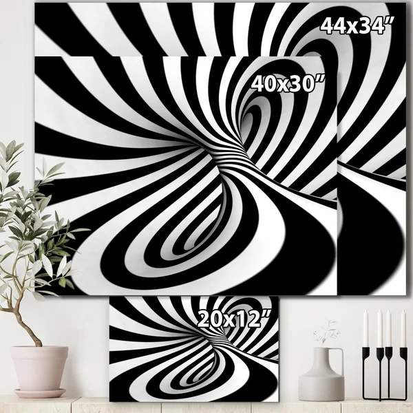 Design Art Spiral Black N& White - Abstract Art Canvas Print