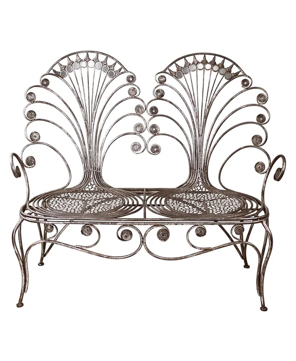 Design Toscano Grand Peacock Metal Garden Loveseat Bench