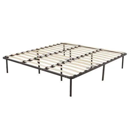 Tebru Iron Bedstead - Home Furniture, 79x75x14in Wooden Bed Slat and Metal Iron Stand King Size Iron Bed Black, Size: 30