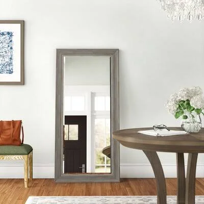 Somerton Farmhouse Beveled Vanity Mirror Three Posts Finish: Antique Gray