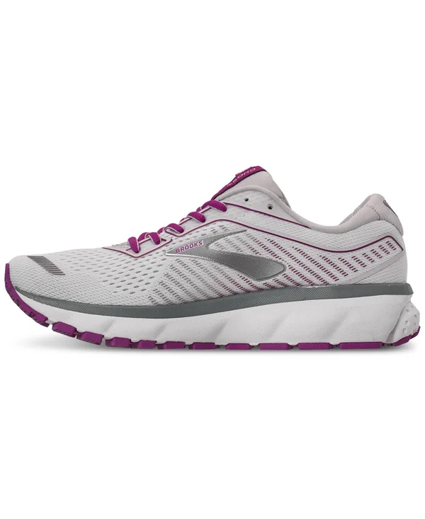 Brooks Women's Ghost 12 White-Grey-Hollyhock - 10