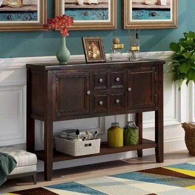 Hinderliter 46'' Solid Wood Console Table Canora Grey Table Base Color: Espresso, Table Top Color: Espresso