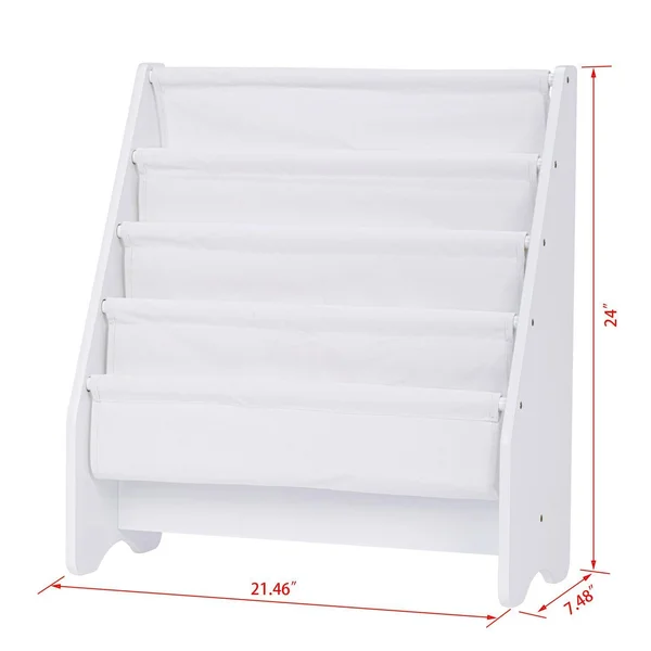 Utex Kids Sling Bookshelf, Magazine Rack - Book Rack for Kids, Book Organizer (White)
