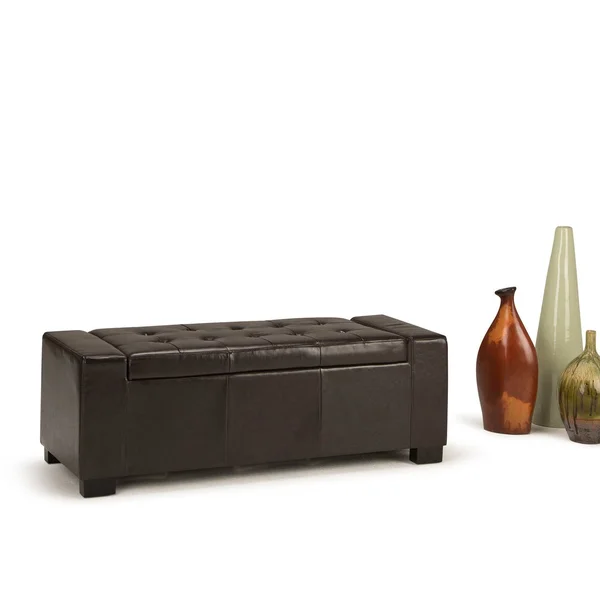 Simpli Home Laredo Storage Ottoman, Brown