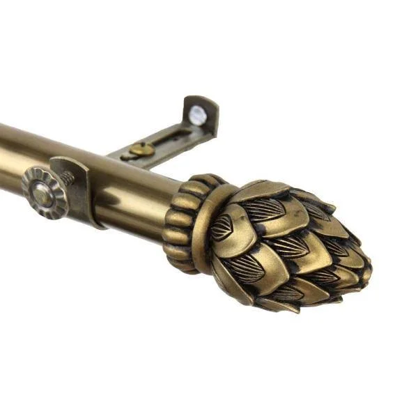 Rod Desyne Bud 13/16 in. Dia 120-170 in. L Corner Window Single Curtain Rod in Antique Bras