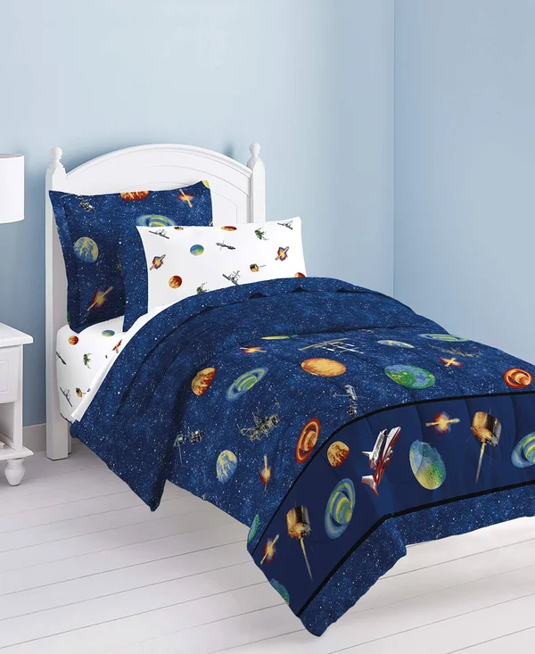 Dream Factory Outer Space Mini Bed-in-a-Bag Blue Twin