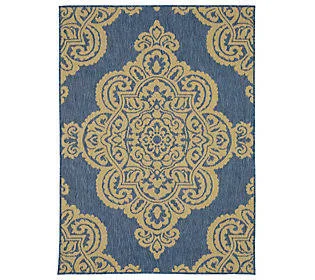 Veranda Living 7'x10' Large Medallion Inoutdoor Reversible Rug - Denim