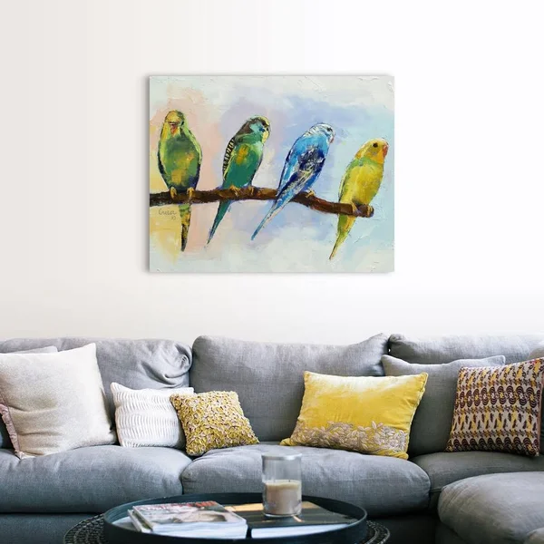 Four Parakeets - Canvas Wall Art, 45x36, Great Big Canvas