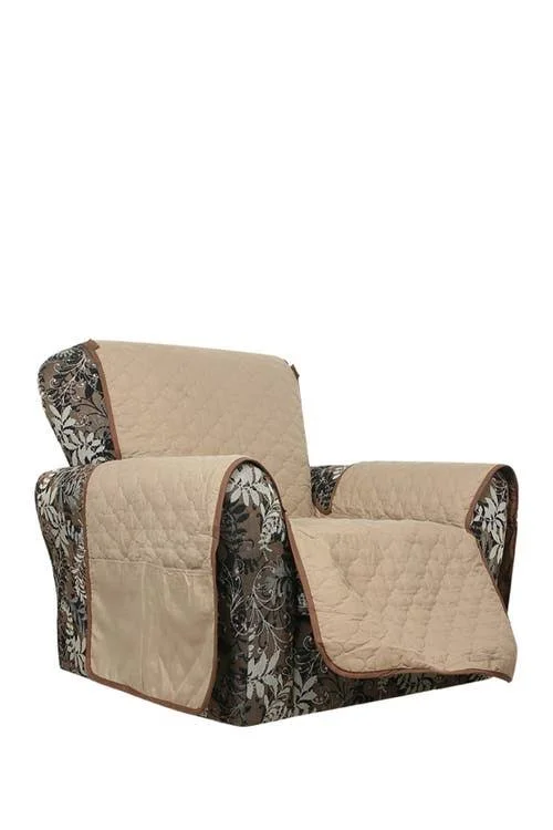 Jameson Reversible Waterproof Recliner Cover with Elastic Buckle in Chocolate-Natural