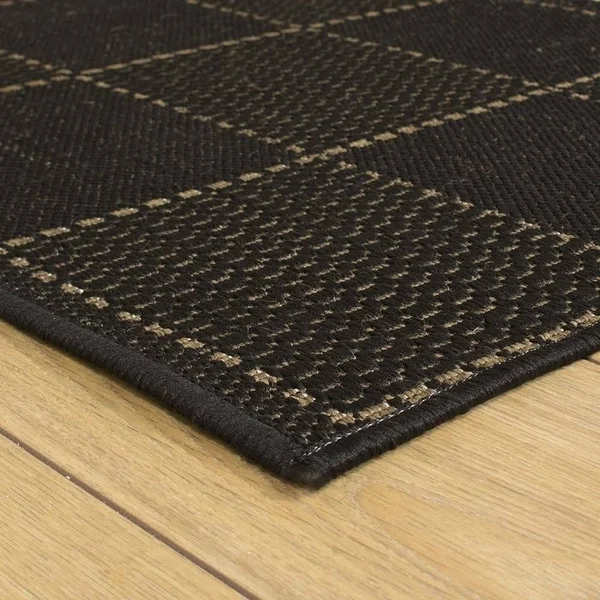 runrug USA Check Black Hallway Carpet Rug Runner Length: 29 foot, WIDT