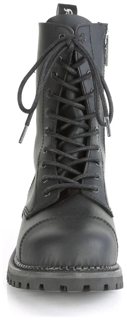 Demonia Men's Riot 10 Steel Toe Ankle Boot, Black Vegan Leather