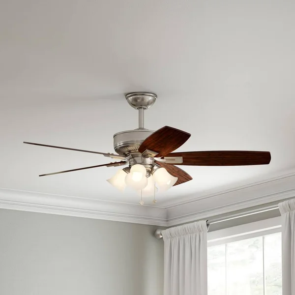 Hampton Bay Ceiling Fan 52 in. LED Light Kit Remote Control Brushed Nickel 19983