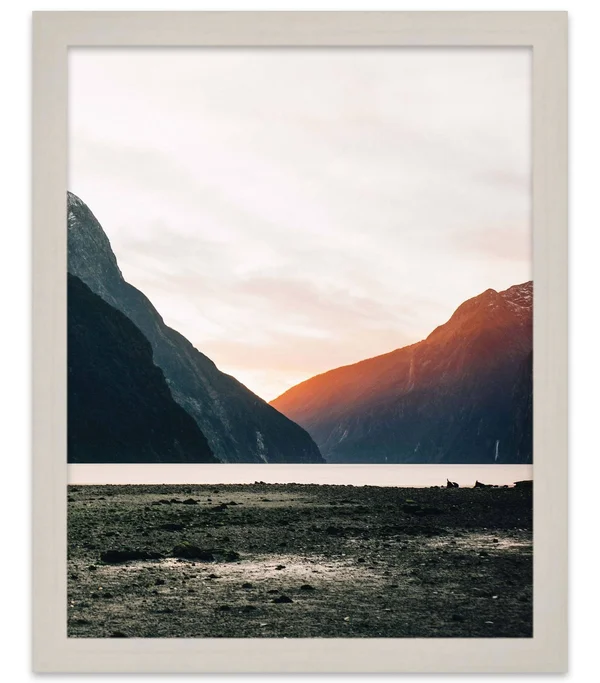 CustomPictureFrames.com 14x45 White Wash Wood Picture Frame - with Acrylic Front and Foam Board Backing