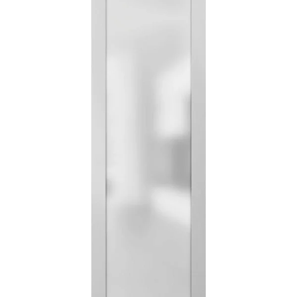 SARTODOORS Sliding Barn Door 36 x 80 with Stainless Steel 6.6ft Hardware - Quadro 4111 White Silk, Rail Silver Set, Solid Pane