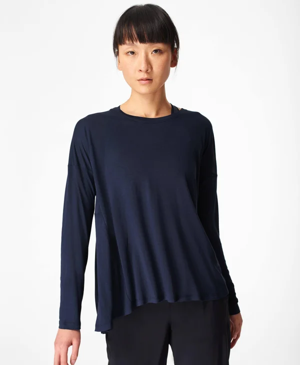 Sweaty Betty Easy Peazy Long Sleeve Top, Blue, Women's XL