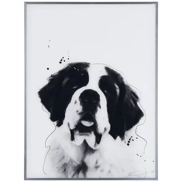Empire Art Direct AAGS-JP1023-2418 Saint Bernard Black & White Pet Dog Wall Art with Gunmetal Anodized Frame