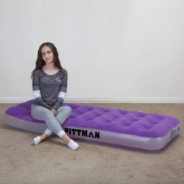 Airbedz Pittman PPIPPLKIDMAT Kid's Twin Air Mattress Purple w/ Battery Air Pump
