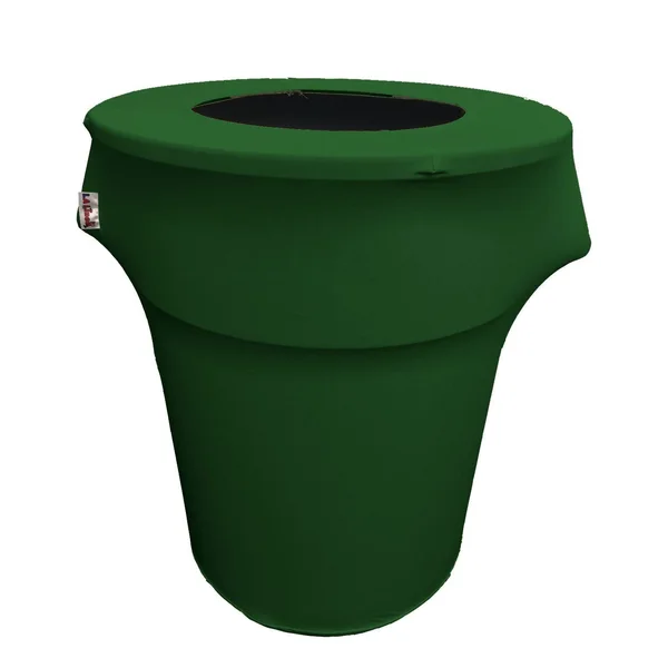 La Linen Stretch Spandex Trash Can Cover 55 gal. Round - Emerald Green