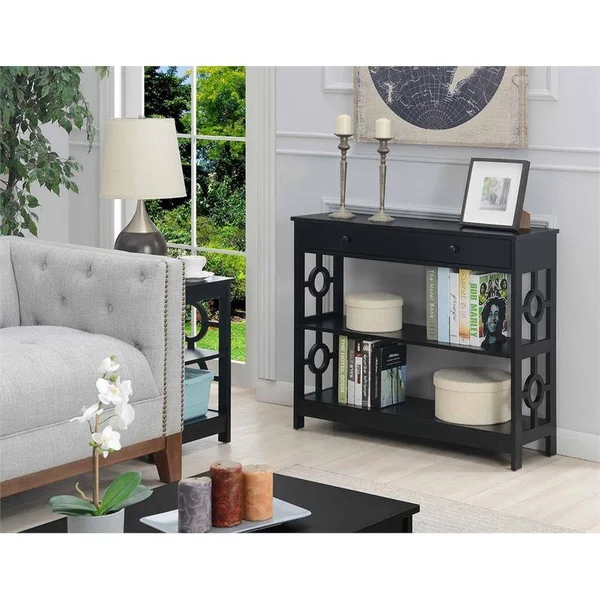 Convenience Concepts Ring 1 Drawer Console Table, Black
