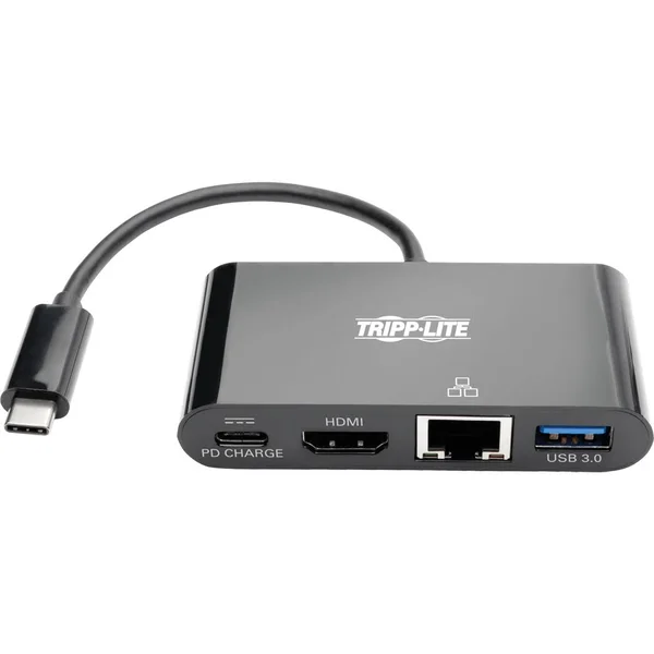 Tripp Lite USB C to HDMI Multiport Video Adapter Converter with USB-A Hub, USB-C PD Charging, Gigabit Ethernet Port, USB Type C