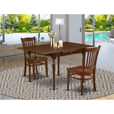 Brookfield Drop Leaf Solid Wood Dining Set Ophelia & Co. Color: Mahogany - Pieces Included: 3 Pieces: 1 Table, 2 Chairs
