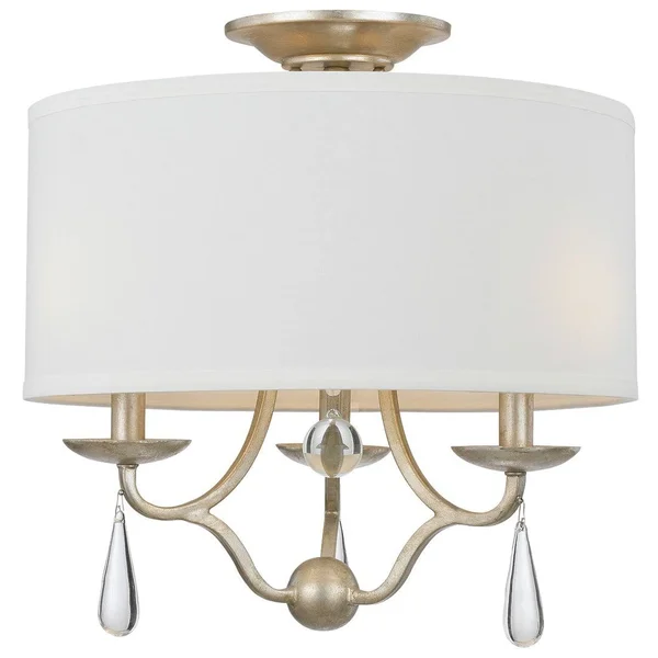 Crystorama 5973-SL Manning 3 Light Chandelier, Silver Leaf