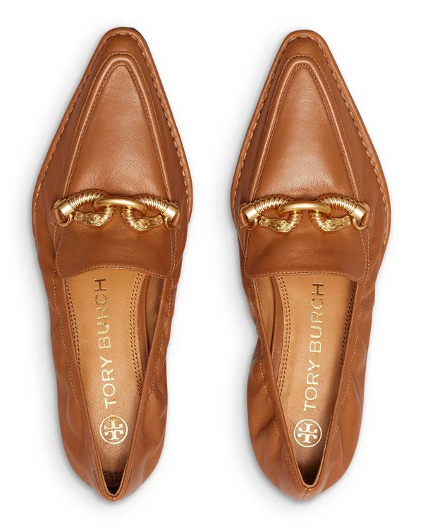 Tory Burch Women's Jessa Point-toe Leather Loafers - Cinnamon - Size 9