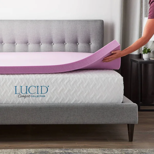 Lucid Comfort Collection - 3x22 Lavender Memory Foam Twin XL Mattress Topper