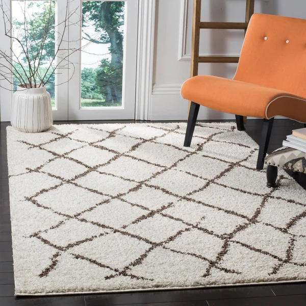 Safavieh Berber Shag BER162C Cream, Light Grey Rug 5&1x22 x 5&1x22 Round