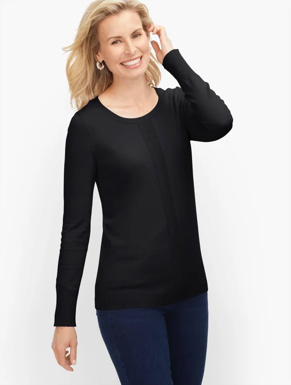 Petite - Scoop Neck Sweater - Black - Medium Talbots