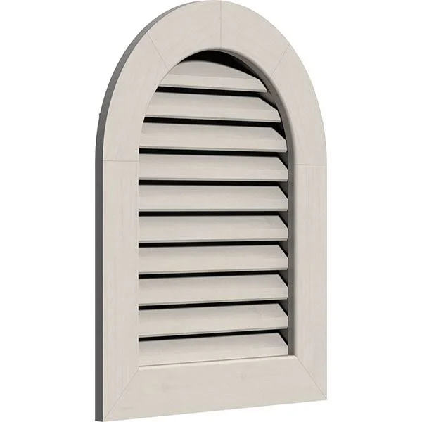 Ekena Millwork GVWRT12X3401SFPWR 12x22W x 34x22H Round Top Gable Vent (17x22W x 39x22H Frame Size): Primed - Functional, Smooth W