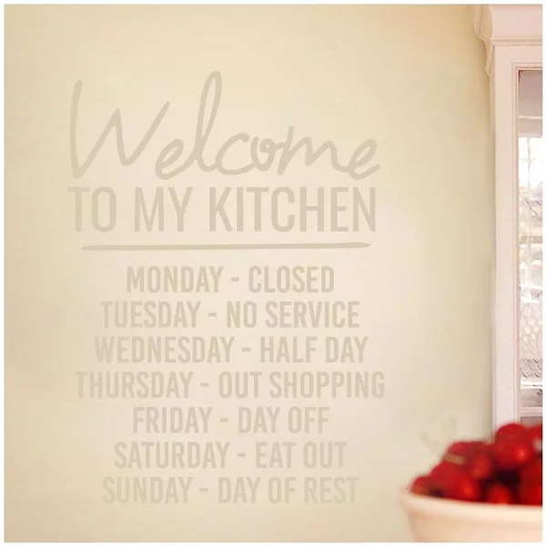 SweetumsWallDecals Welcome to My Kitchen Wall Decal; Beige