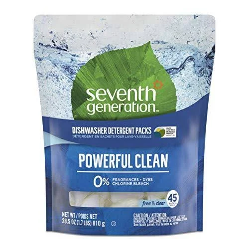 Seventh Generation Dishwasher Detergent Packs - Free & Clear, 45 Count