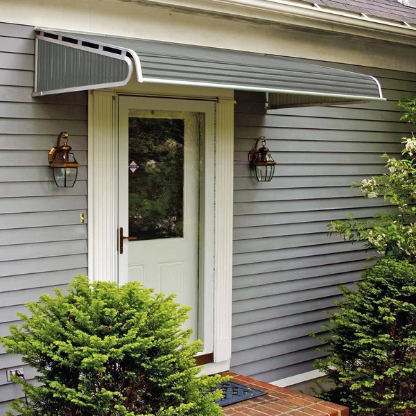 NuImage Awnings 4 ft. 1500 Series Door Canopy Aluminum Awning (12 in. H x 42 in. D) in Graystone