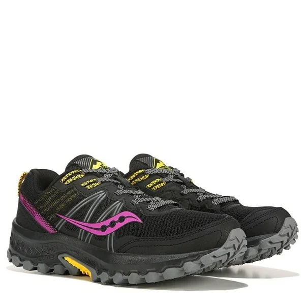 Saucony Women's Excursion 14 Plush Medium/Wide Trail Running Shoes (Black/Purple/Yellow) - Size 8.0 M