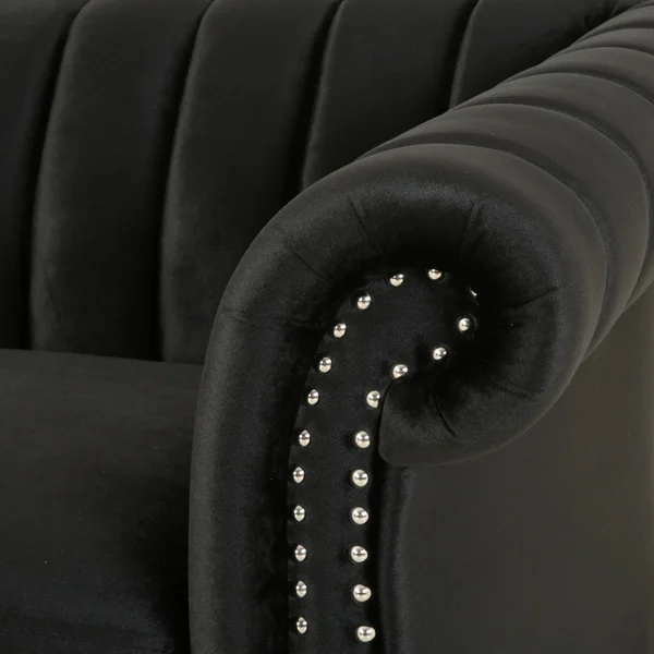 Christopher Knight Home Olga Velvet 3 Seater Sofa - Black, Dark Brown