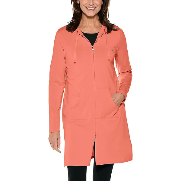Coolibar Women's Cabana Hoodie, SPF Cover UPS for Women, Orange, X-Small